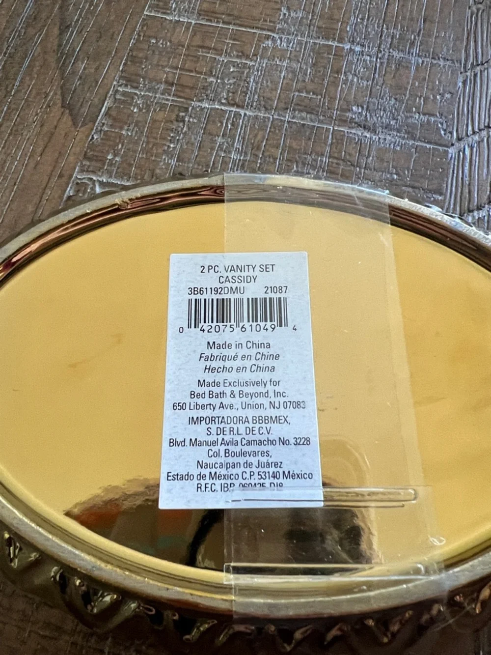 Wild Sage 2pc Vanity Cassidy Gold Glass Tray